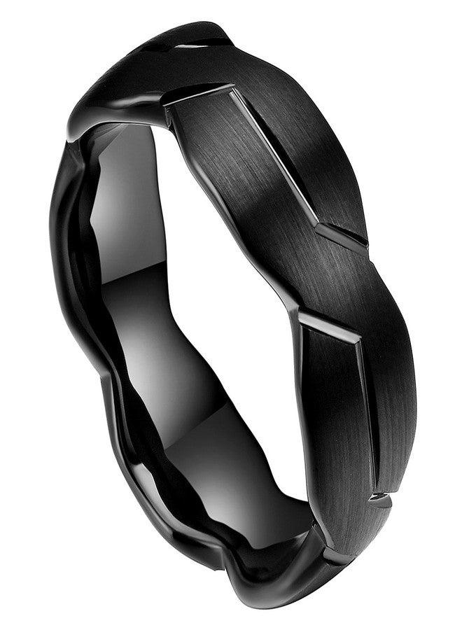DOUX 8mm Mens Black Tungsten Carbide Ring Brushed Infinity Knot Pattern Wedding Band Comfort Fit High Polished(12.5) - Image 1