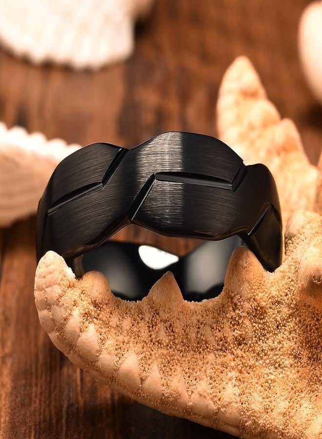 DOUX 8mm Mens Black Tungsten Carbide Ring Brushed Infinity Knot Pattern Wedding Band Comfort Fit High Polished(12.5) - Image 3