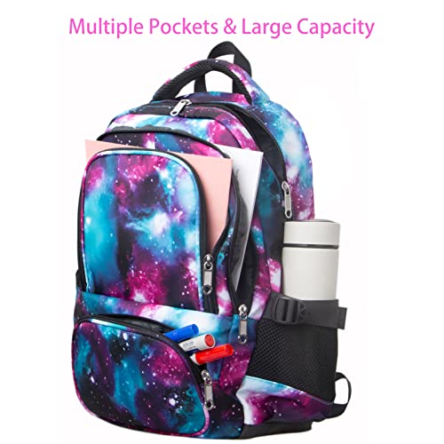 BLUEFAIRY Kids Backpack for Girls Elementary Middle School Bags Primary School Bookbags Child Back to School Gifts with Tablet Sleeve Large Compartment Mochila para NiÃ±as 17" Aged 8-10 Galaxy Purple - Image 4