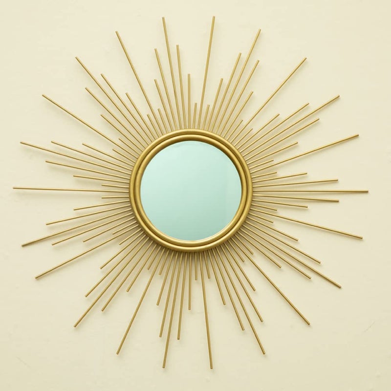 MAIKAILUN Sunburst Mirror 24 Boho Mirror Gold Sun Decorative Mirrors for Wall Decor Small Mid Century Modern Small Living Room