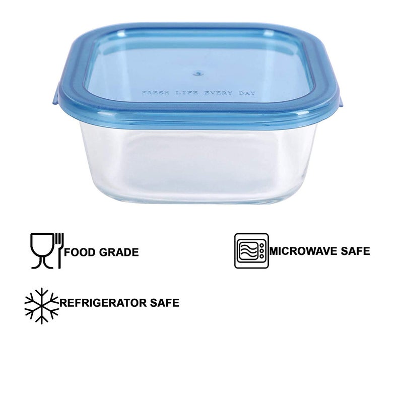 SIMPARTE 520ml Square Store Borosilicate Bakeware Safe Storage Glass Container with Lid Set of 1 transparent 520MLPP Lidjarset 1 - Image 3