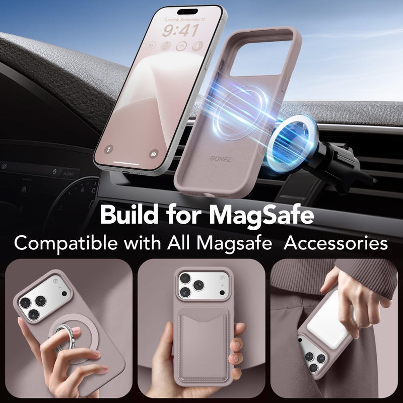 GONEZ Magnetic for iPhone 17 Pro Case, Compatible with MagSafe, [Screen Protector + Camera Lens Protector], Liquid Silicone Anti-Scratch Shockproof Protective Phone Case 6.3 inch, Light Taro - Image 4