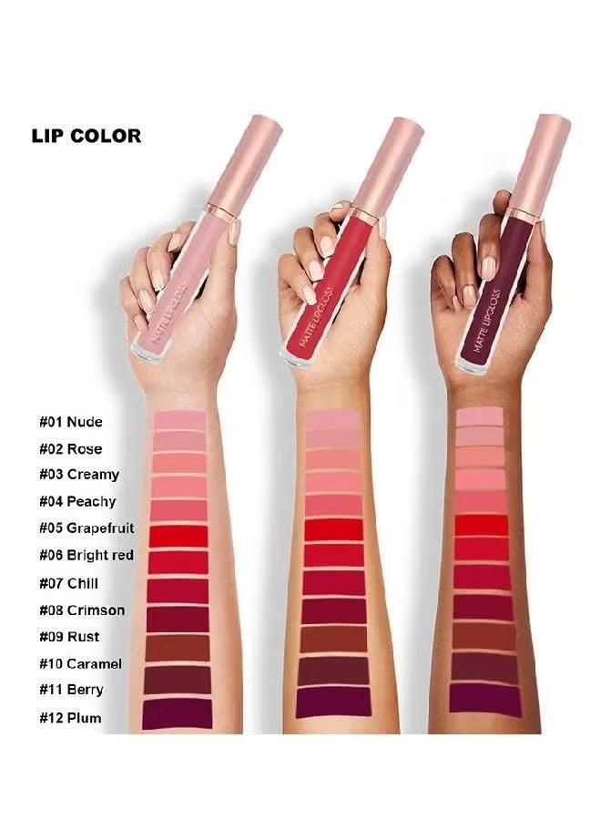 DNMBeauty 3Pcs Nude Pink Dark Red Matte Liquid Lipstick Makeup Sets Permanent Lip Stain Set Long Lasting 24 Hours Waterproof Mate 24 Horas Originales #B - Image 5