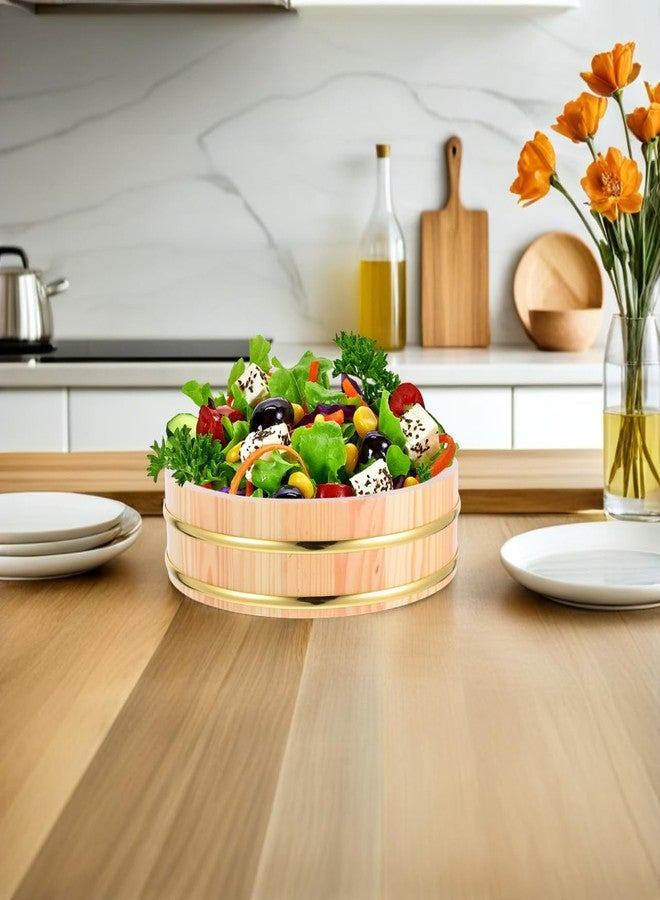 OUNONA Wooden Sushi Rice Mixing Tub 10.43 Inch Hangiri Bowl with Gold Edged Design for Traditional Sushi Preparation and Kitchen Food Storage - Image 2