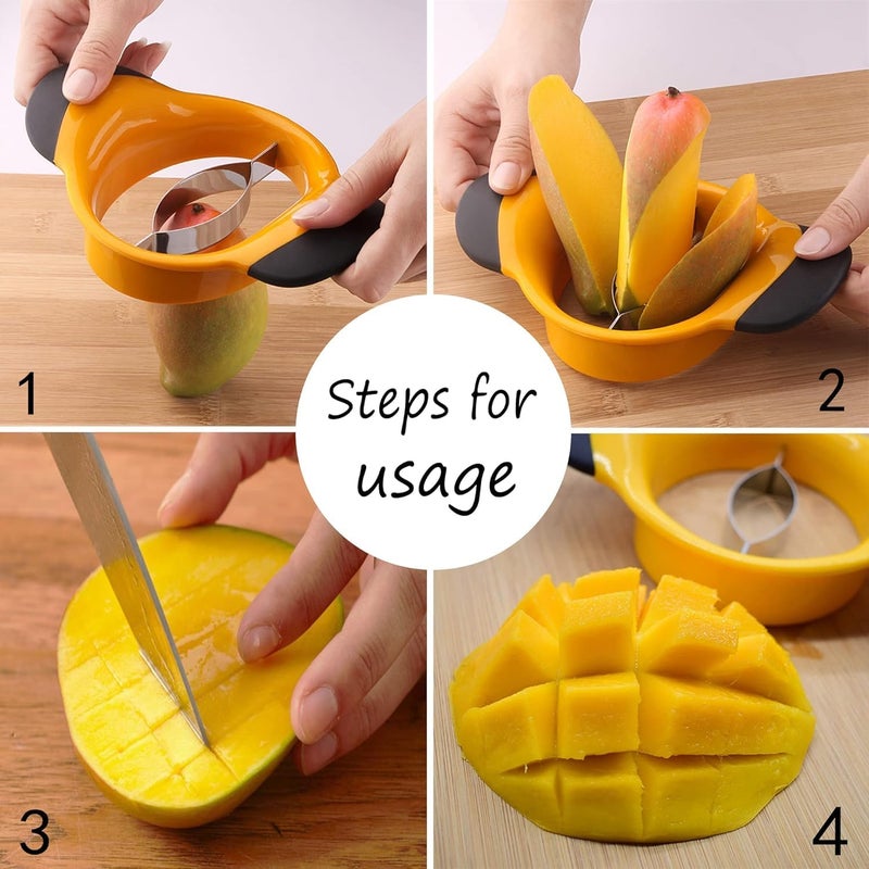 PCTC 2 Packs Mango Slicer Stainless Steel Fruit Tool for Large/Small Mangoes - Family-Friendly Effortless Pitting for Homemade Smoothies, Salads & Desserts - Image 5