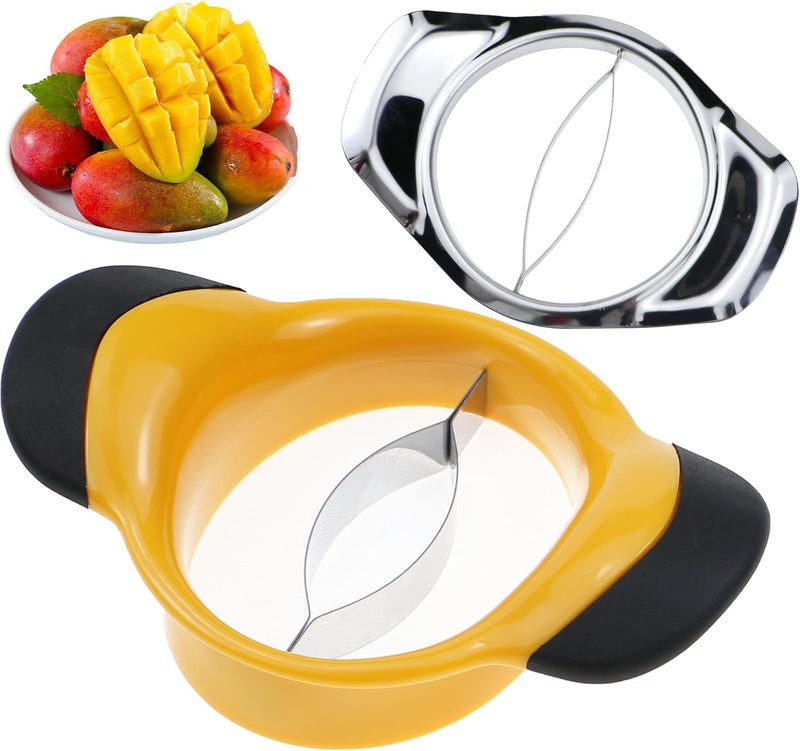 PCTC 2 Packs Mango Slicer Stainless Steel Fruit Tool for Large/Small Mangoes - Family-Friendly Effortless Pitting for Homemade Smoothies, Salads & Desserts - Image 1