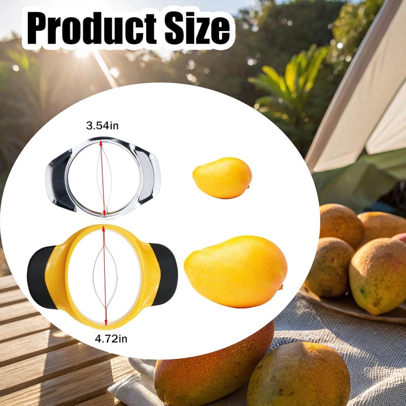 PCTC 2 Packs Mango Slicer Stainless Steel Fruit Tool for Large/Small Mangoes - Family-Friendly Effortless Pitting for Homemade Smoothies, Salads & Desserts - Image 2