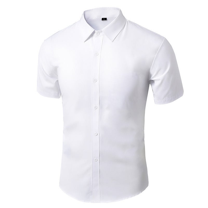 Solid Color Men'S Long-Sleeved No-Iron Business Formal Fit Korean Style White Casual Versatile Professional Work Student Shirt - Image 1