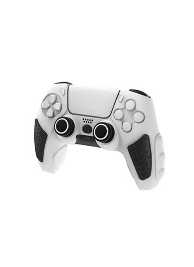 Anti-Slip PS5 Controller Skin Soft Thicken Non-Slip Studded Silicone Gel Grip Protective Cover Case for Playstation 5 Controller Grip with A Sticker and 2 x Thumb Grip Caps Silicone Set Black/White - Image 1