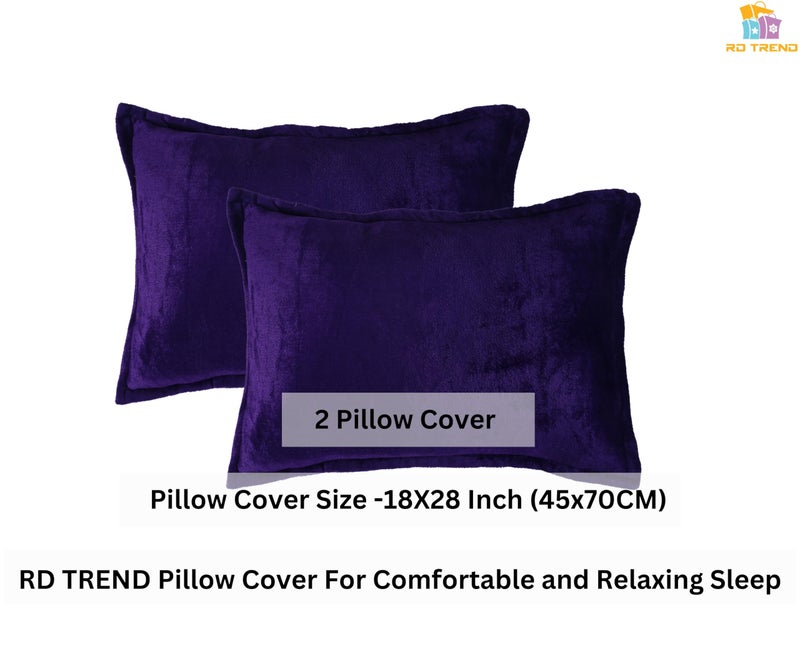 RD TREND 250 Gsm Flannel Warm Bedsheets For Winter Double Flat Size (90 X 100 Inches) With 2 Pillow Cover 210 TC Size (18X28 Inches) Color-Purple - Image 3