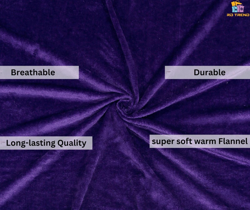 RD TREND 250 Gsm Flannel Warm Bedsheets For Winter Double Flat Size (90 X 100 Inches) With 2 Pillow Cover 210 TC Size (18X28 Inches) Color-Purple - Image 4