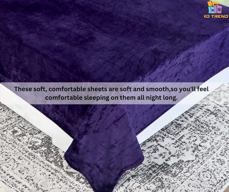 RD TREND 250 Gsm Flannel Warm Bedsheets For Winter Double Flat Size (90 X 100 Inches) With 2 Pillow Cover 210 TC Size (18X28 Inches) Color-Purple - Image 5