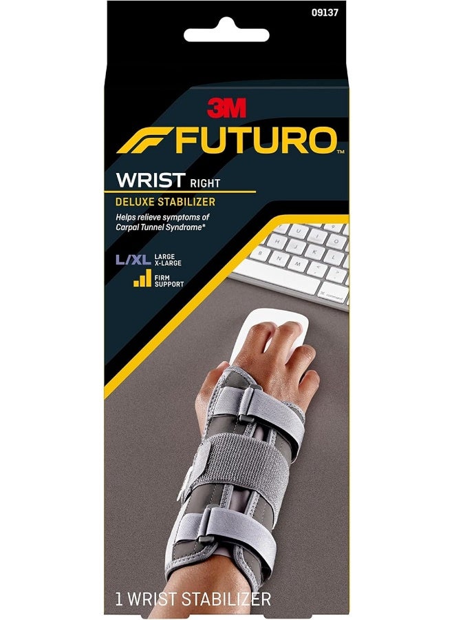 Futuro Deluxe Wrist Stabilizer Right Hand L/XL size, 1 unit/pack | Grey color | 09137ENT | Helps relieve pain symptoms | Firm support | Wrist support - Image 1