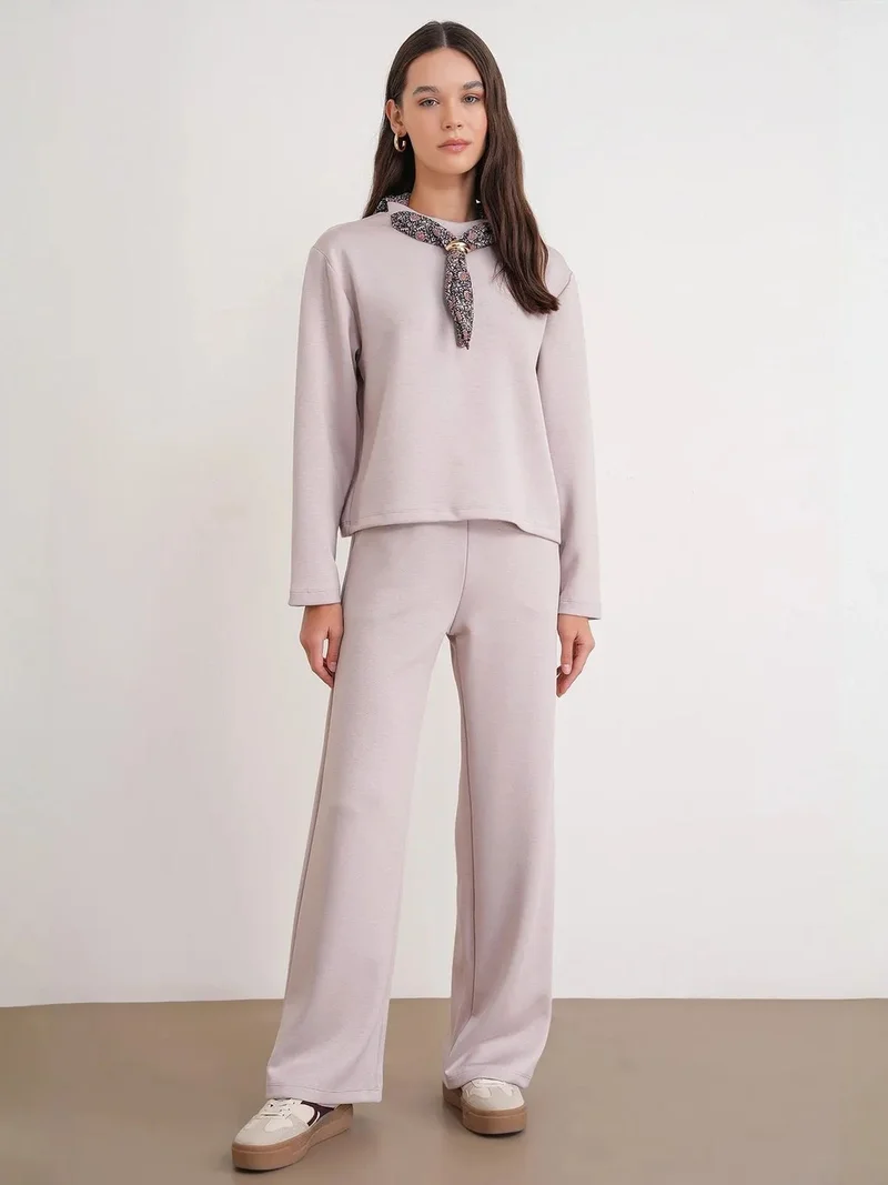 ميكسراي MIXRAY Crew Neck Knitted Active Set with Sweatshirt and Pants