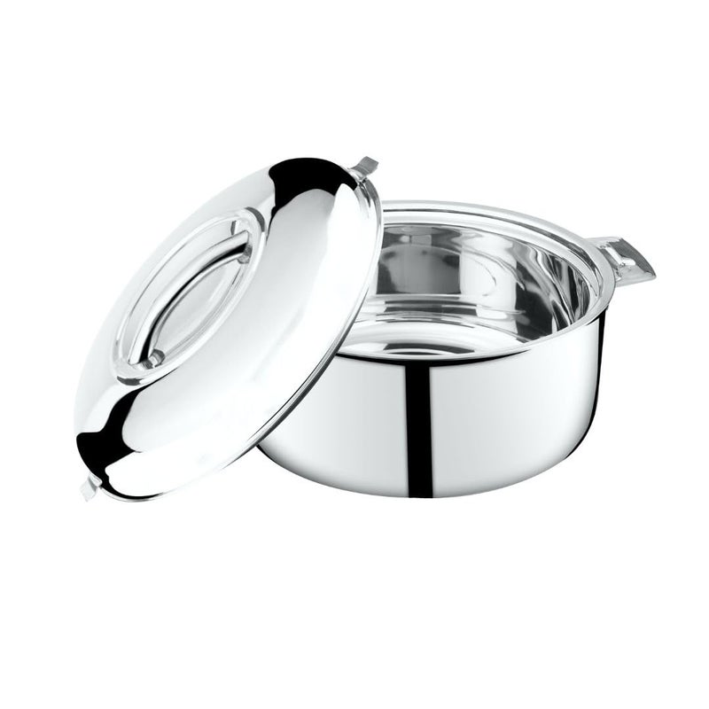 Thangam Stainless Steel Double Walled Hot Pot with Steel Lid Twist Lock for Hot Dishes Rice Chapati Roti Gravy Soup Hot BoxCasserole 15 Litre Silver - Image 1