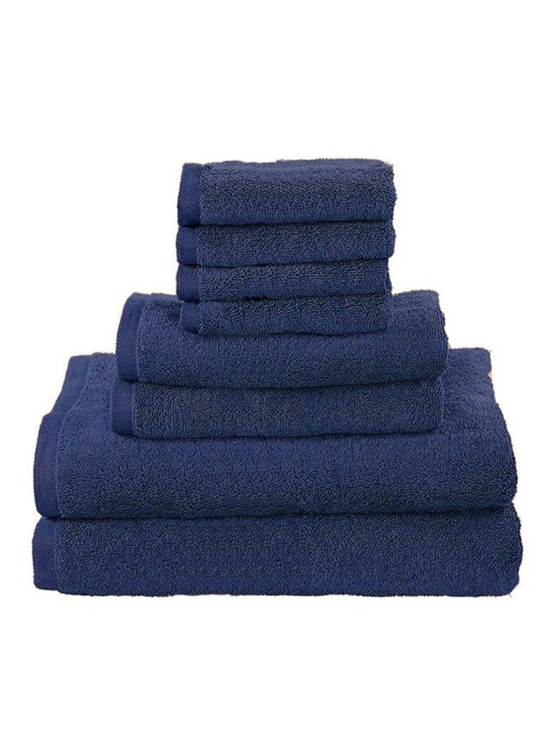 MAXQON 8-Pieces Towel Set - 100% Cotton 600 GSM, 2xBath Towel(70x140cm), 2xHand Towel(45x75cm), 4xFace Towel(30x30cm), Highly Absorbent Super Durable, Color-Dark Blue  - Image 1