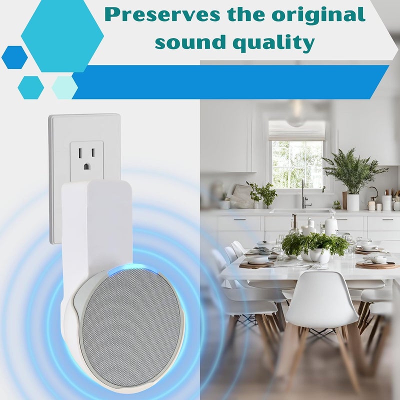 SINTRON Wall Mount Holder for Echᴏ Pop, Smart Home Speaker Stand Hanger, Space-Saving, No Screws or Drilling Needed, Built-in Cable Management, Decorative Design, Compatible with Google Nest (White) - Image 2