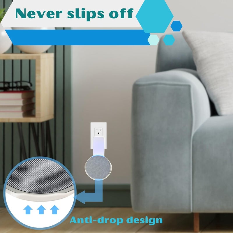 SINTRON Wall Mount Holder for Echᴏ Pop, Smart Home Speaker Stand Hanger, Space-Saving, No Screws or Drilling Needed, Built-in Cable Management, Decorative Design, Compatible with Google Nest (White) - Image 3