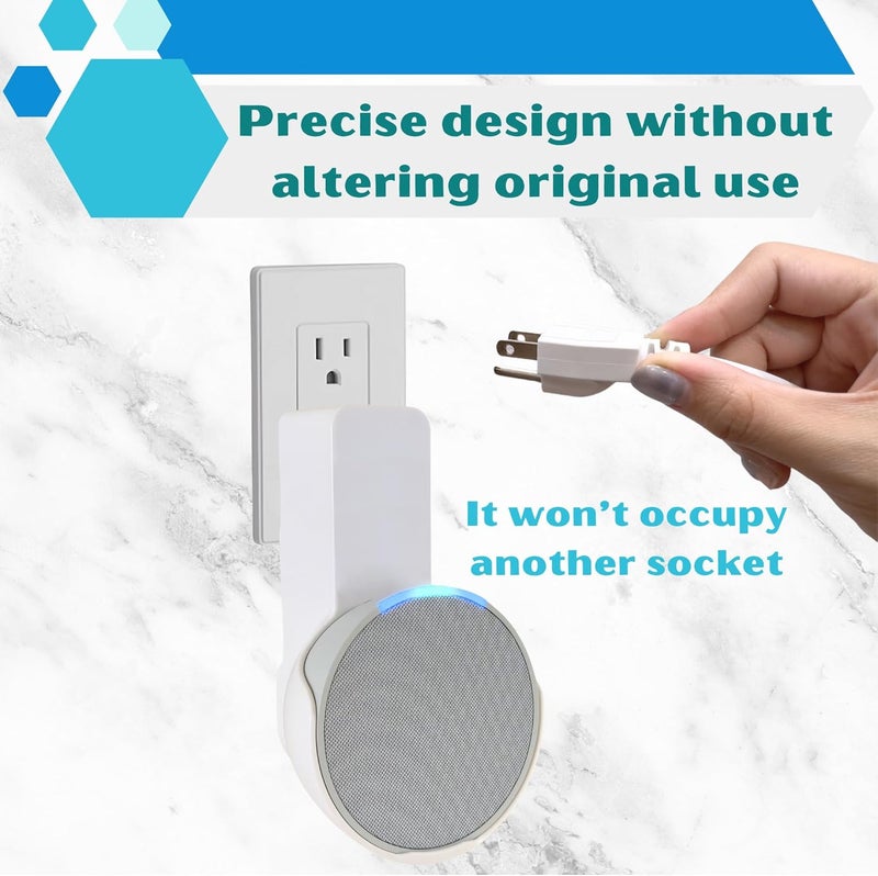 SINTRON Wall Mount Holder for Echᴏ Pop, Smart Home Speaker Stand Hanger, Space-Saving, No Screws or Drilling Needed, Built-in Cable Management, Decorative Design, Compatible with Google Nest (White) - Image 4