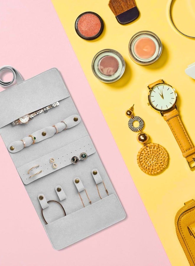 Chase Up Travel Jewelry Roll – Ultra-Lightweight, Foldable Jewelry Organizer, Rings, Necklaces, Earrings & Bracelets, Anti-Tangle, Scratch-Resistant, Travel Must-Have for Fashionable Grey - Image 3