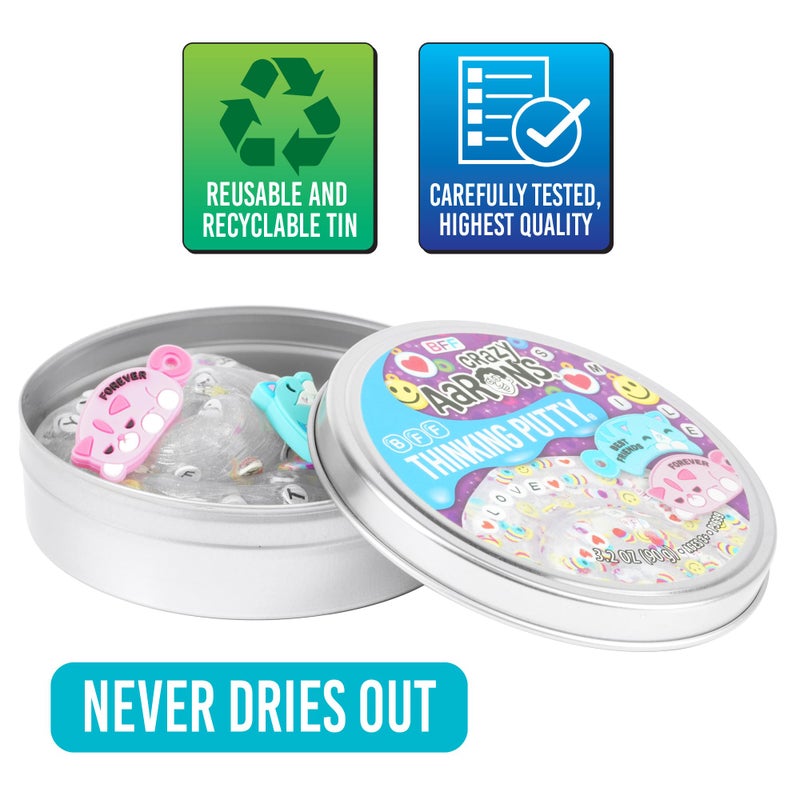 Crazy Aaron's Thinking PuttyÂ® - BFF - Sensory Putty for Kids and Grown ups in a 4" Tin - Creative and Endless Fun, Stress Relief Therapy Toys, Never Dries Out - Made in USA - Image 5