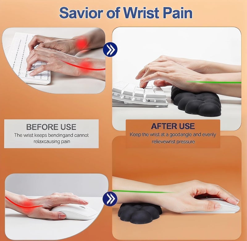 LJYZMD Silky Cloud Wrist Rest for Keyboard & Mouse – Memory Foam Ergonomic Support, Anti-Slip Base, 16.9" Arm Rest Fits Full-Sized Keyboards, Typing Pain Relief for Office, Gaming & Personalized Desktops - Image 3