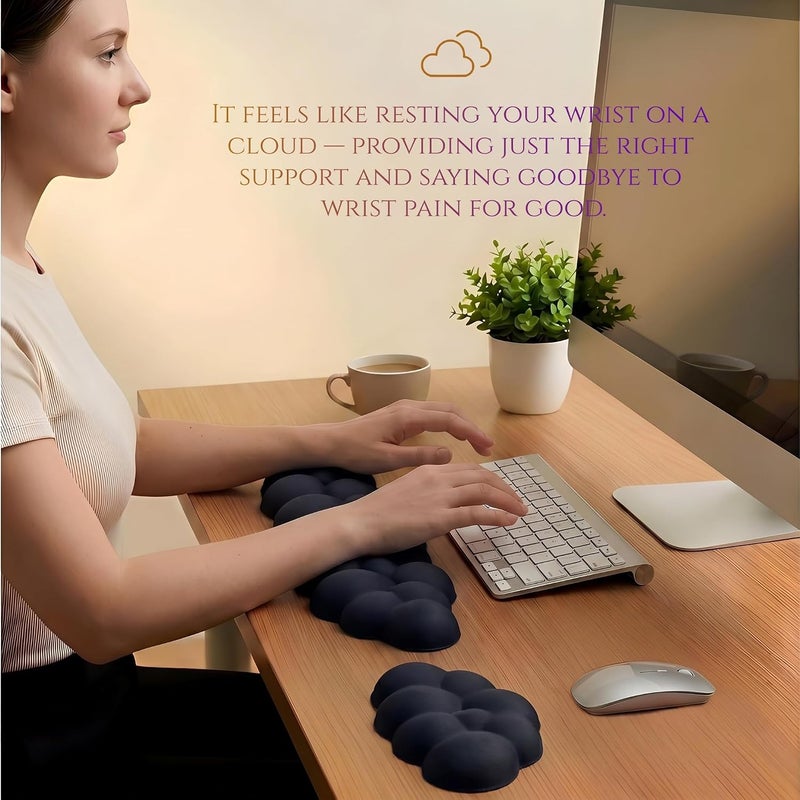 LJYZMD Silky Cloud Wrist Rest for Keyboard & Mouse – Memory Foam Ergonomic Support, Anti-Slip Base, 16.9" Arm Rest Fits Full-Sized Keyboards, Typing Pain Relief for Office, Gaming & Personalized Desktops - Image 2