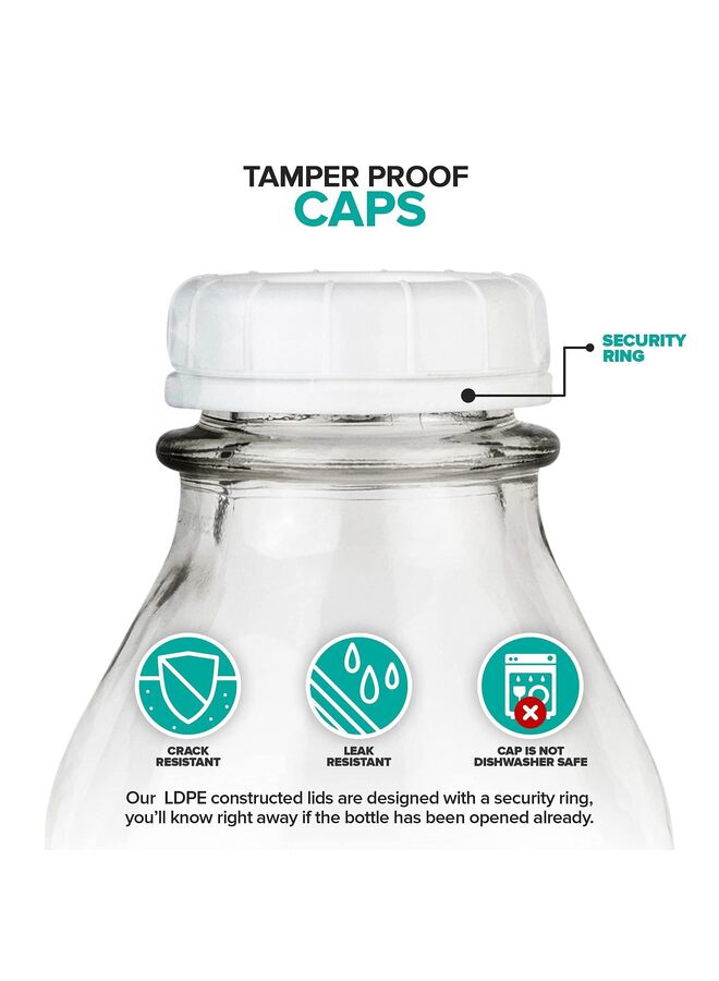 Liter Glass Milk Bottles - 32-Oz, 1 Liter Capacity - Food Grade Glass - Dishwasher Safe - Bottles for Milk, Buttermilk, Honey, Maple Syrup, Jam, BBQ Sauce - Image 3