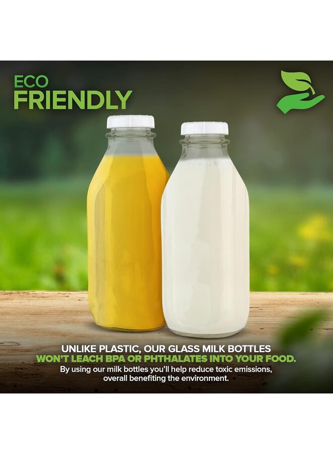 Liter Glass Milk Bottles - 32-Oz, 1 Liter Capacity - Food Grade Glass - Dishwasher Safe - Bottles for Milk, Buttermilk, Honey, Maple Syrup, Jam, BBQ Sauce - Image 4