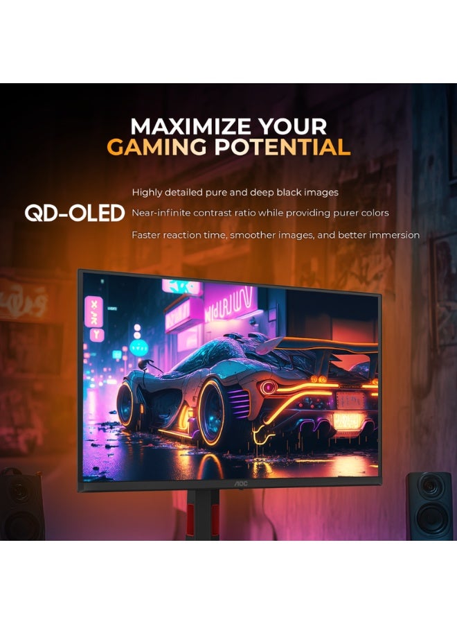 AOC Q27G4SD Gaming Monitor 27-inch QHD 2560×1440, QD-OLED, 360Hz Refresh Rate, 0.03ms Response Time, DisplayHDR True Black 400, Adaptive Sync, HDMI 2.1, Black & Red Black - Image 2