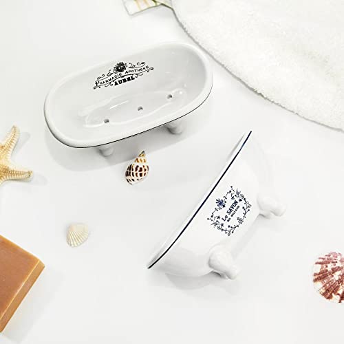 dodococa 1 Piece 5.7" Mini Ceramic Clawfoot Double Ended Bathtub Soap Dish Vintage Decortative Soap Dish - Image 2