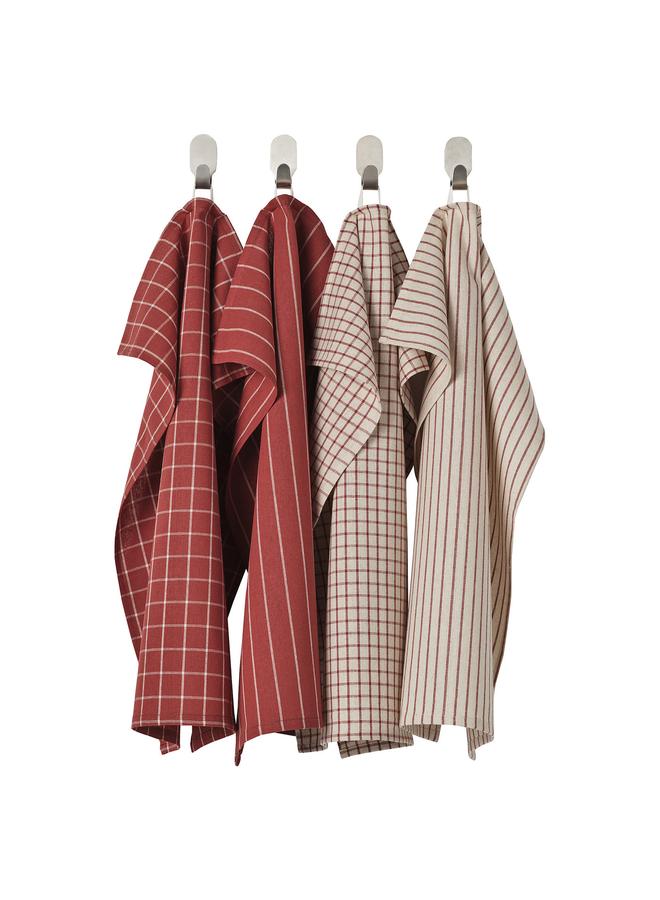 erorex Tea towel, red/beige striped, 45x60 cm - Image 1