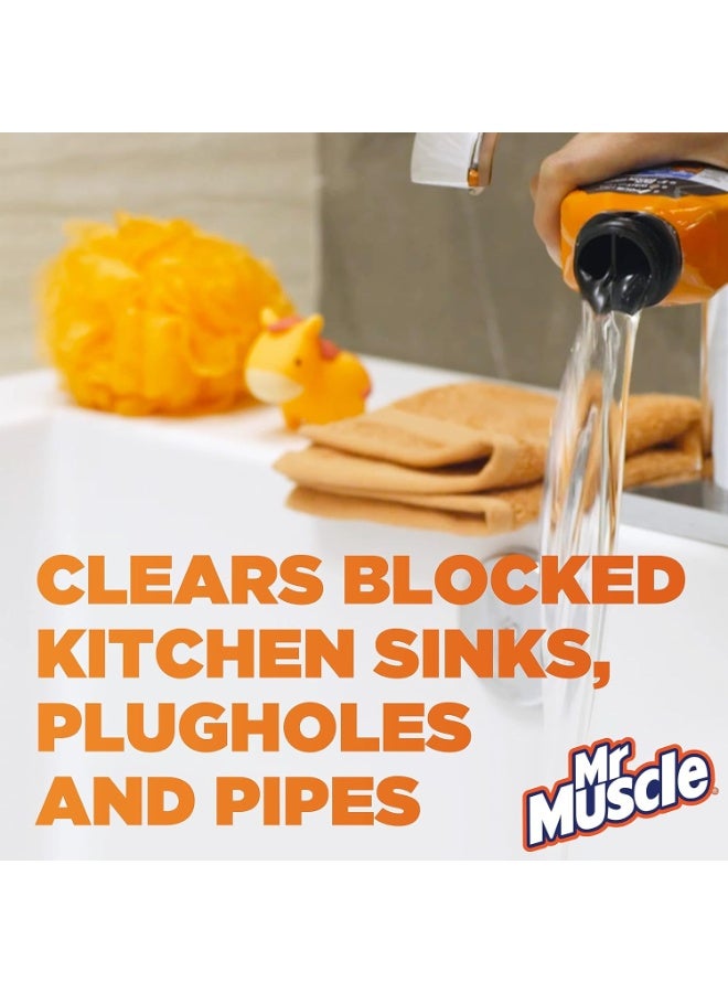 Mr Muscle Sink & Drain Gel Cleaner 1L Powerful Drain Unblocker for Kitchen & Bathroom Pipes Fast Acting Grease Hair Food Clog Remover - Image 4
