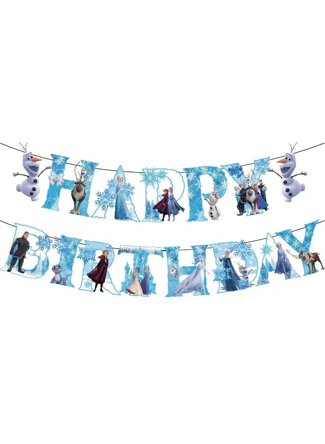 34 PCS Frozen Birthday Party Supplies, Frozen Party Decorations&Tableware Set -  Banner, Balloons,Cake Decorations,Cake Topper etc Frozen Themed Birthday Party Supplies - Image 3