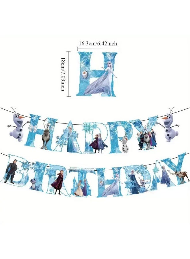 34 PCS Frozen Birthday Party Supplies, Frozen Party Decorations&Tableware Set -  Banner, Balloons,Cake Decorations,Cake Topper etc Frozen Themed Birthday Party Supplies - Image 4