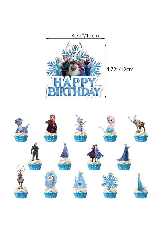 34 PCS Frozen Birthday Party Supplies, Frozen Party Decorations&Tableware Set -  Banner, Balloons,Cake Decorations,Cake Topper etc Frozen Themed Birthday Party Supplies - Image 5
