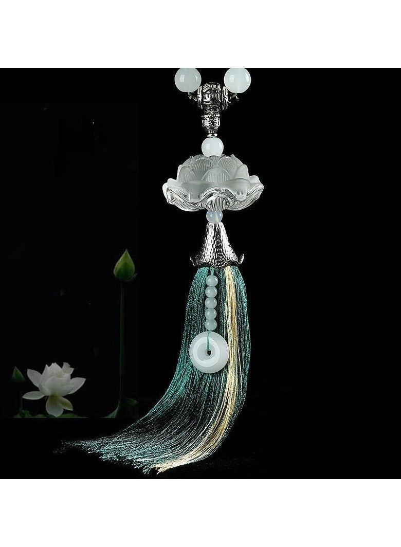 KUYING Crystal Lotus Pendant For Interior Rearview Mirror 