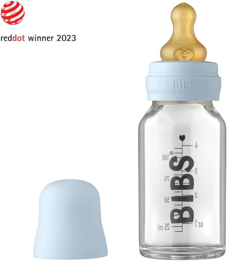 BIBS Baby Glass Bottle 110ml - Baby Blue - Image 4