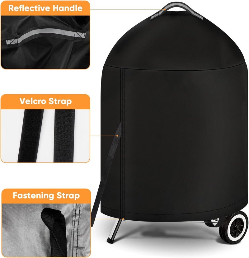 iCOVER Grill Cover for Weber 22 Inch Charcoal Kettle- Heavy Duty Waterproof BBQ Cover for Weber Char-Broil 22 Inch Charcoal Kettle Grills - Image 2