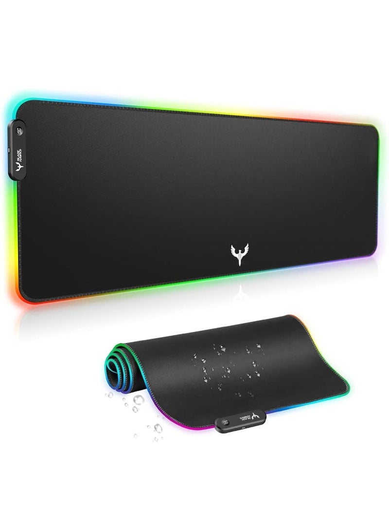 ماوس باد ألعاب XXL – لوحة ماوس كبيرة بإضاءة LED ممتدة، قاعدة مطاطية مانعة للانزلاق، إضاءة كرومـا RGB بـ 9 ألوان، حصيرة كبيرة للكيبورد والماوس للكمبيوتر، لابتوب، مكتب (800×300×4 مم) - Image 1