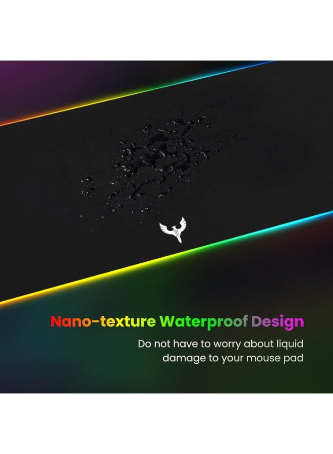 ماوس باد ألعاب XXL – لوحة ماوس كبيرة بإضاءة LED ممتدة، قاعدة مطاطية مانعة للانزلاق، إضاءة كرومـا RGB بـ 9 ألوان، حصيرة كبيرة للكيبورد والماوس للكمبيوتر، لابتوب، مكتب (800×300×4 مم) - Image 4