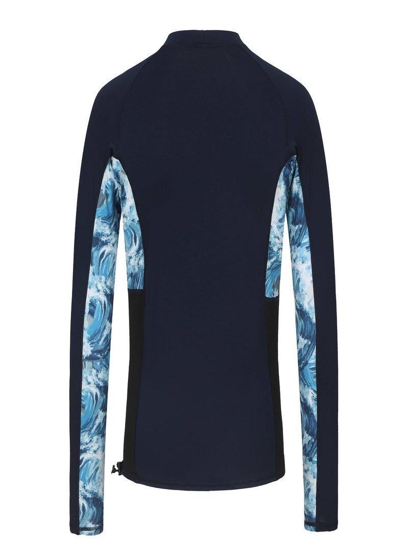 OLAIAN OLAIAN by DECATHLON, Men's UV-protection surfing TOP BLUE WAVE  - Image 1