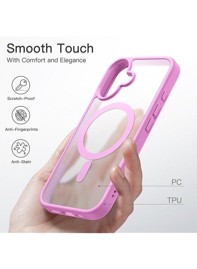 Jetech Magnetic Case For Iphone 16 6.1 Inch Compatible With Magsafe Translucent Matte Back Slim Shockproof Phone Cover Pink - Image 5
