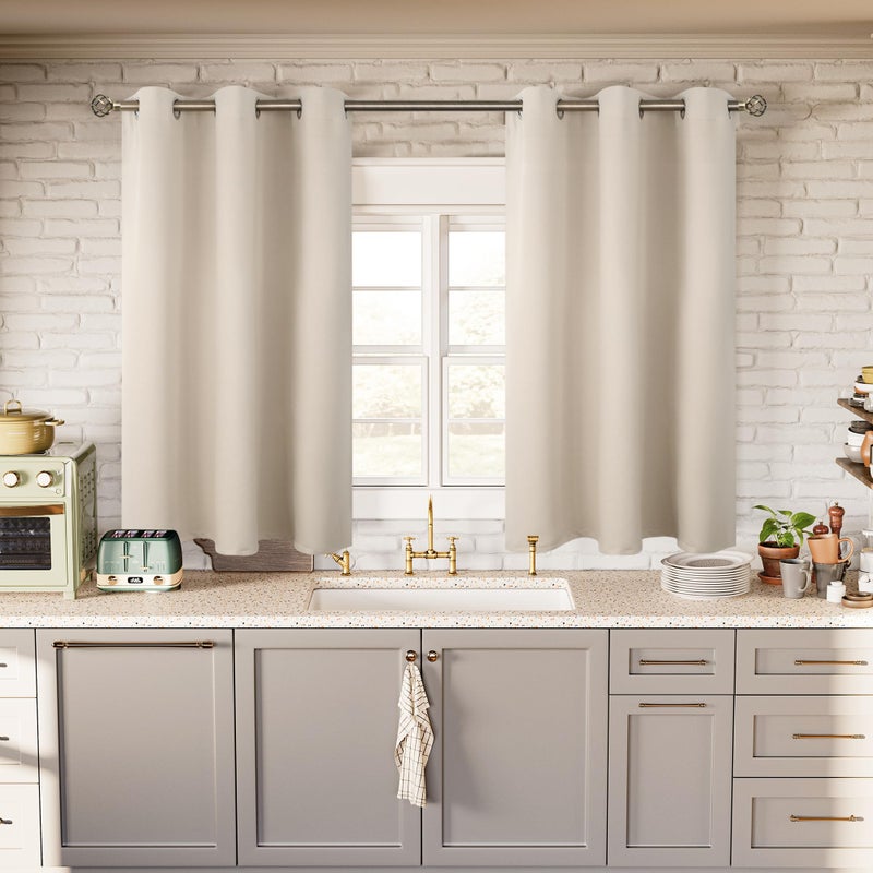 BGment Blackout Curtains - Grommet Thermal Insulated Room Darkening Bedroom and Living Room Curtains  Set of 2 Panels (38 x 45 Inch  Champagne) - Image 2