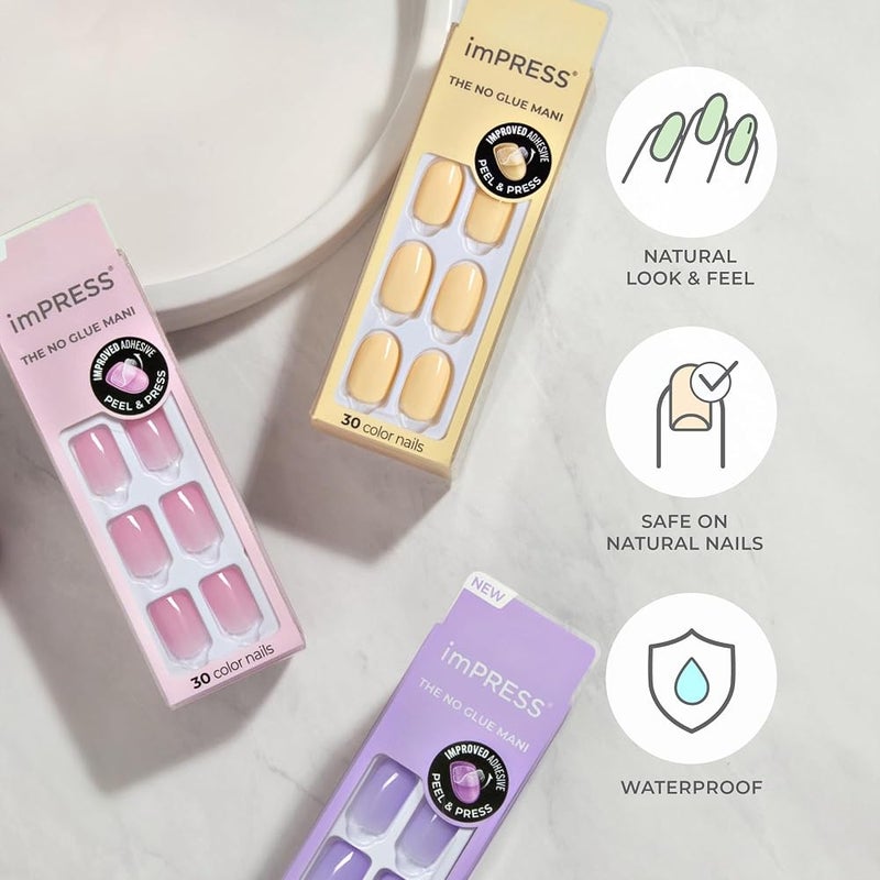 إمبريس منتج إصلاح الأظافر PRESS-KISS Color، يأتي في عبوة جل، يتميز أيضًا بتقنية PureFit، بلون واحد ثابت بدون حاجة لطلاء الأظافر، يشمل وسادة تحضير، مبرد للأظافر، و30 ظفرًا صناعيًا. - Image 4