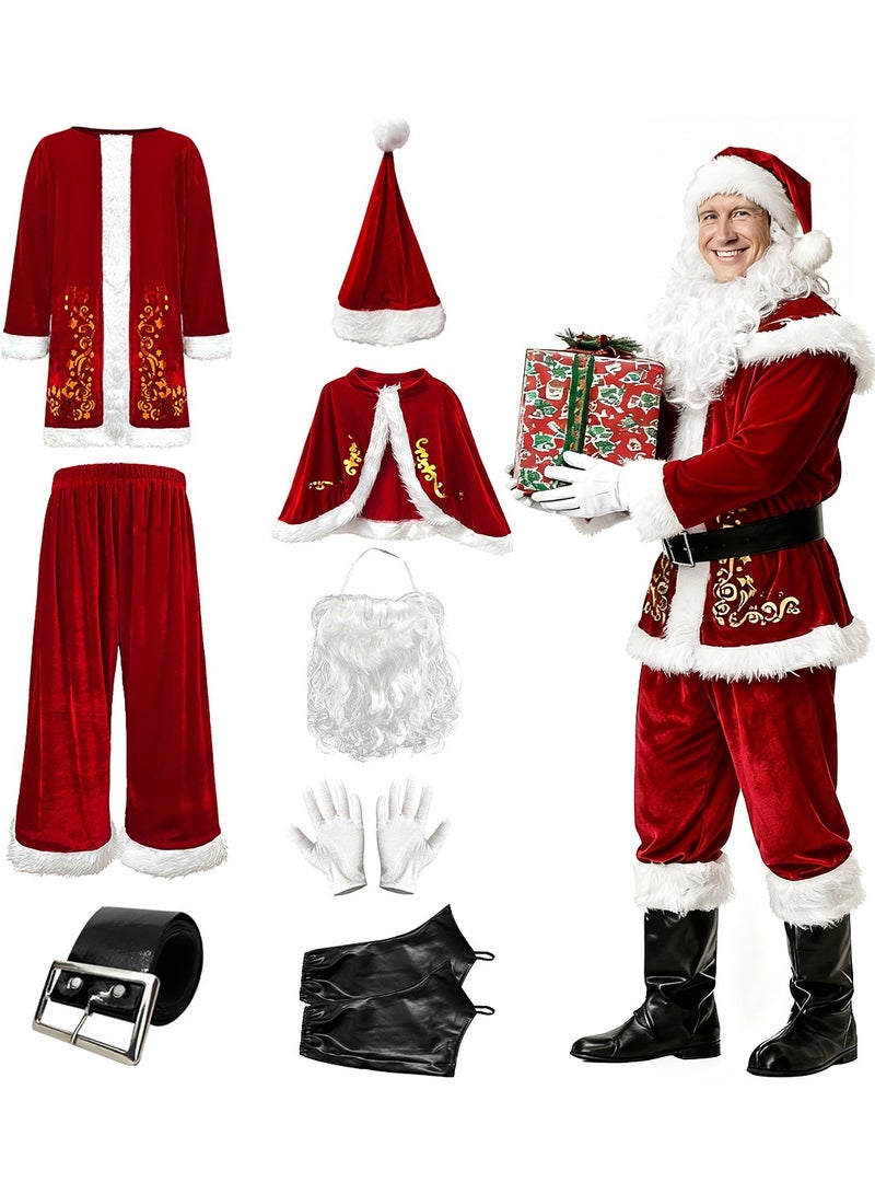 TAPIT Santa Claus Set 7PCS Christmas Cosplay Costumes for Adults Unisex Role-Playing Costumes Including Jacket Pants Hat Belt And Shoe Covers - Image 1
