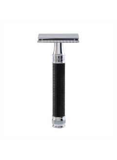 Edwin Jagger Double Edge Safety Razor, Regular Handle, Black Chrome Laser 3D Diamond  - Image 1