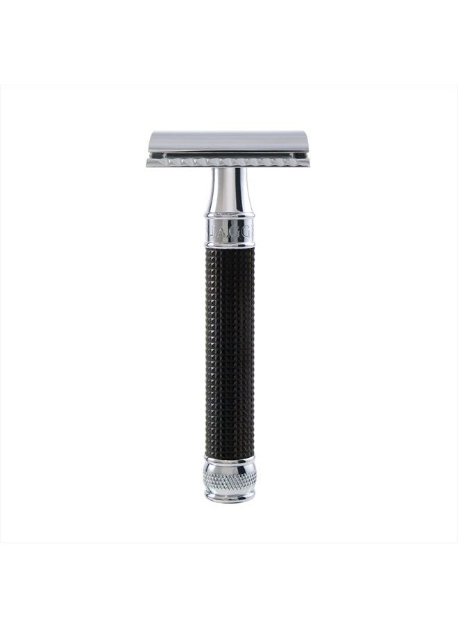 Edwin Jagger - Double Edge Safety Razor, Regular Handle, Black Chrome Laser 3D Diamond - Image 1
