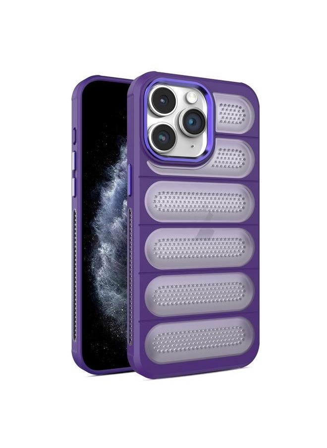 Generic For iPhone 11 Pro Max Cooling Armor Translucent Mesh Breathable Phone Case(Purple) 