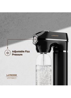 LePRESSO Sparkling Water Maker 1L with One Capsule Pressure Meter / Efficient Carbonation / Adjustable Fizz Pressure / One-Button Operation - Black  - Image 4